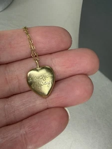 Vintage Hand Engraved Puffy Heart Love Necklace ‘Love You More’ Gold - Picture 1 of 5