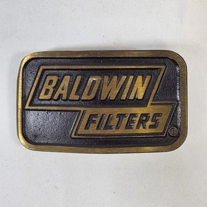 Vintage Baldwin Filters Solid Brass DynaBuckle Belt Buckle - Picture 1 of 2