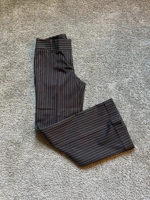 Pantalones de vestir vintage Body by Victoria a rayas talla 12 marrón corte bota ancho acampanado Foto 1 de 4