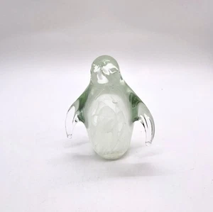 Penguin Glows Art  Glass Paperweight Dynasty Gallery UV Green - Picture 1 of 5