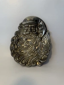 Bandeja de baratija cara de Papá Noel International Silver Co plato decoración de Navidad - Imagen 1 de 9
