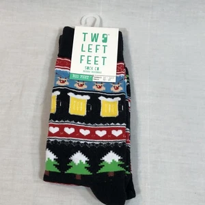 Holiday Christmas Socks Merry Beermas Two Left Feet Sock Co. Big Feet Men 8.5-13 - Imagen 1 de 5