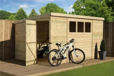 EMS RETAIL Empire 2500 Pent Garden Shed Wooden 12X4 12ft x 4ft SHIPLAP Tongue & Groove PRE