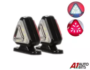 2x Short Triangle 12V 24V Side LED Red White Marker Lights Truck Trailer Chassis - Picture 1 of 3