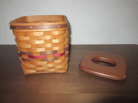 Bradford Basket Company Tall Tissue Basket w Woodcrafts Lid Cover