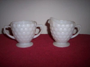 Azúcar y jarra de crema vintage con diseño de burbujas de vidrio de leche - Imagen 1 de 8
