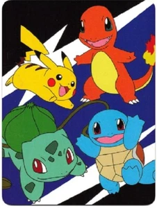 New Pokemon Group Go Pikachu Fleece Throw Gift Blanket Bulbasaur Charmander SOFT - Picture 1 of 2