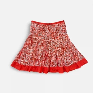 Anthropologie Fei Orange & White Swirl Lined A-Line Skirt Size 12 Large - Picture 1 of 6