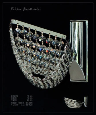 Lampada Da Parete In Cristallo Cromo. Lampadario Abbinato Disponibile - Immagine 1 di 2