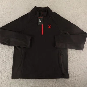 Spyder Jacket Mens L Black Polyester Outbound 1/4 Zip Pockets Pullover Logo - Picture 1 of 17