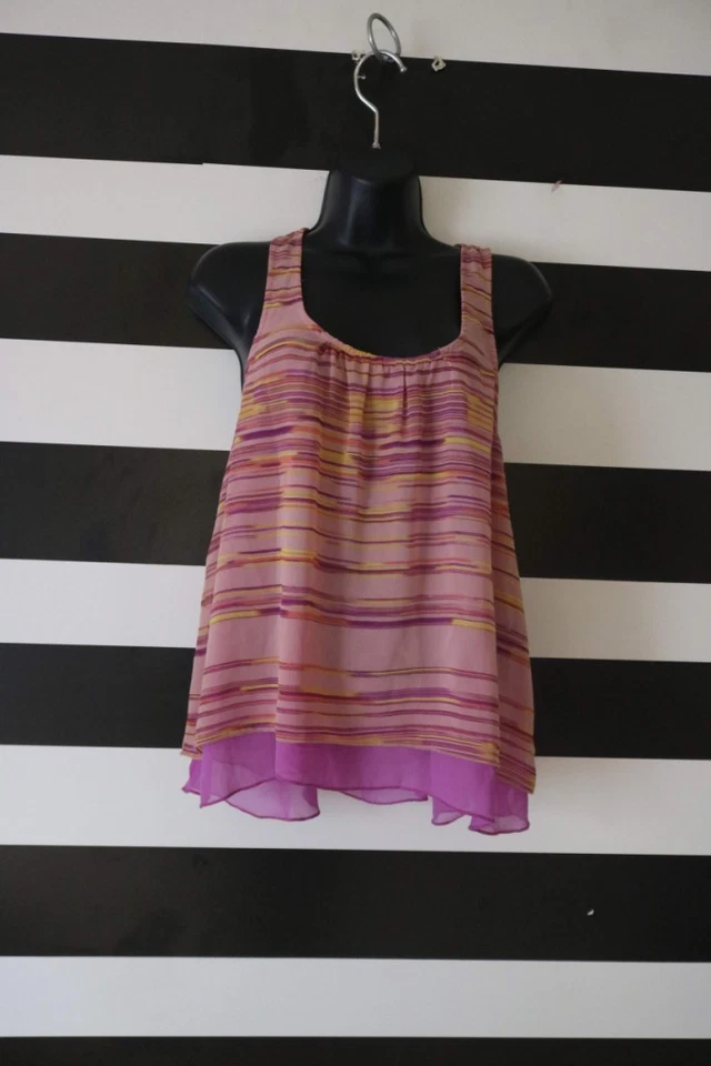 Blusa para mujer Decree sin mangas a rayas multicolor talla S pequeña Foto 1 de 4