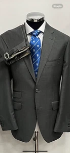 Charcoal grey notch super 150 Cerruti 1881 wool suit with side buckle-Italian - Picture 1 of 3