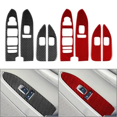 Cubierta de control de ventana delantera de fibra de carbono 4 piezas Cadillac CTS Sedán Wagon 2008-2013 Foto 1 de 4