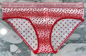 NEW Victoria Secret Velvet Flocked Heart Mesh Shine Hiphugger - Lipstick Red XL - Picture 1 of 3