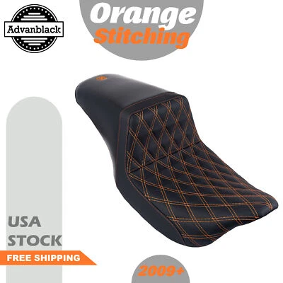 Оранжевое шовное штурмовое сиденье подходит для 2009+ Harley Electra Road Street Glide King - Изображение 1 из 4