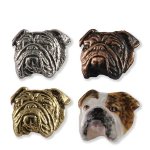 Zinn Englische Bulldogge Kopf Anstecknadel oder Bulldogge Magnet, D072, Made in USA - Bild 1 von 29