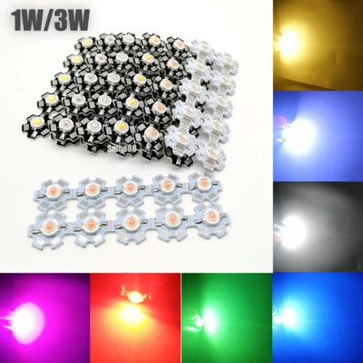 50PCS 3W watts High Power SMD LED COB Chip Lights Beads White Red Blue With PCB - Image 1 of 4
