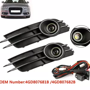 Left+Right Front Bumper Fog Light Grille Cover Set for Audi A6 A6L C7 2011-2015 - Picture 1 of 14