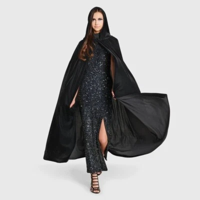 Halloween Adult Velvet Black Hooded Halloween Cape - Hyde & EEK! Boutique #2056 - Image 1 of 4
