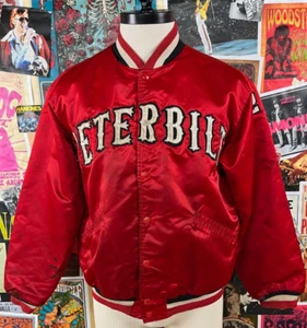 Chaqueta de bombardero de satén vintage años 70-80 Peterbilt Trucking Rawlings Trucker L/XL - Imagen 1 de 17
