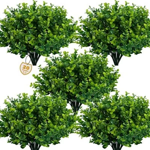 Artificial Greenery Plants Outdoor UV Resistant Fake Plants Boxwood Shrubs Grass - Picture 1 of 6