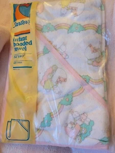 Vintage Carters Terricloth Hooded Bath Towel- Bunny Print-New In Sealed Package - Picture 1 of 11