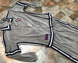 VINTAGE NBA NETS UNIQUE SPORTS GENERATION LARGE WARMUP SNAPON TRACK SUIT VELOUR - Picture 1 of 12