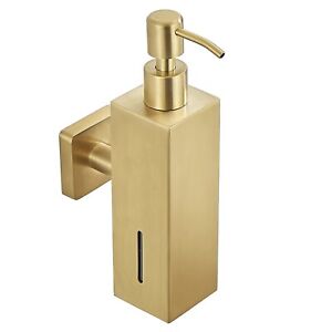 304SUS Brushed Gold Square Manual Soap Dispenser Bathroom Soap Box Wall Mounted