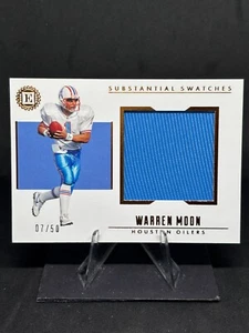 Muestras sustanciales revestidas de Panini Warren Moon 2019 usadas por jugadores/50 #SS8 engrasadores - Imagen 1 de 2