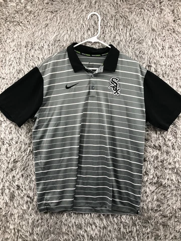 Chicago White Sox Polo Shirt Adult L Large Black Gray Short Sleeve MLB Cover
