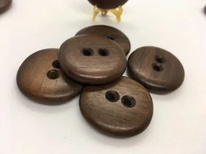 6 Vintage Bubinga Africian Rosewood Hand Carved Jacket Wood Button 1 3/4" 44.5mm - Picture 1 of 6