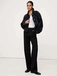 BANANA REPUBLIC Siena Straight Italian Wool Pant NWT - Size 4R Black #444813 - Picture 1 of 12