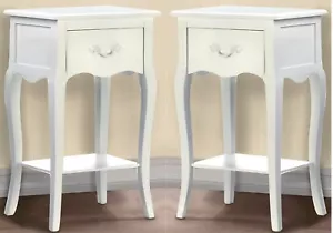 Set of Two (2) **25.5" WHITE COUNTRY LOFT SIDE NIGHT TABLE *DRAWER SHELF* NIB - Picture 1 of 12