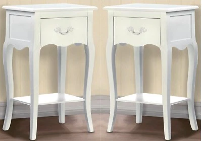Set of Two (2) **25.5" WHITE COUNTRY LOFT SIDE NIGHT TABLE *DRAWER SHELF* NIB - Image 1 of 4