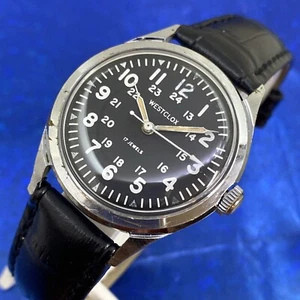 Vintage Man’s WESTCLOX Stunning Black Military Dial Fully Serviced WARRANTY - Picture 1 of 9