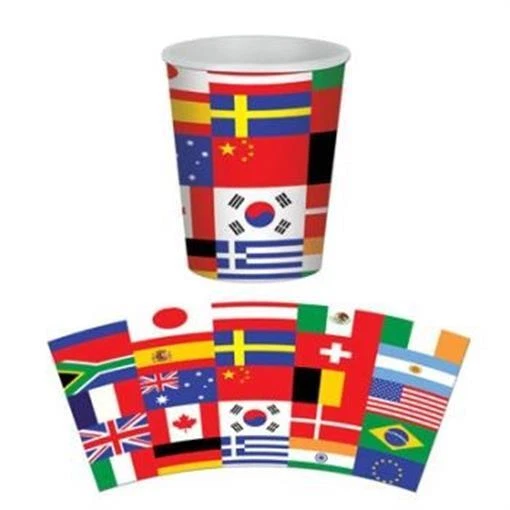 International Flag 9 oz Hot/Cold Cups 8 Pack Olympics Travel Party Decoration - Image 1 of 1