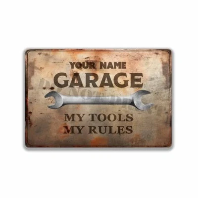 Personalized Rusted Metal Sign GARAGE Man Cave Custom Decor Gift SIGN or DECAL - Image 1 of 4