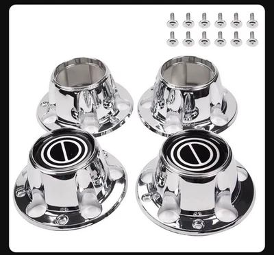 4PCS Chrome Black Center Wheel Hub Caps 1980–1996 Ford F150 Bronco Van w/Screw - Image 1 of 4