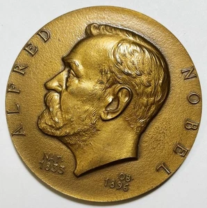 ALFRED NOBEL. 1896 Medaglia Ae dorato mm. 68 In memoria per l'esimio in Medicina - Picture 1 of 2