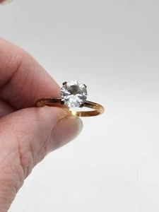 Vintage Uncas 10k Gold Filled Clear Cubic Zirconia Solitaire Ring Size 7 - Picture 1 of 11