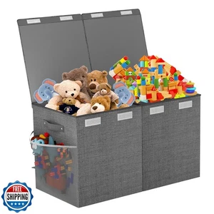 Large Toy Box Chest, Collapsible Sturdy Toy Storage Organizer Boxes Bins Bask - Picture 1 of 5