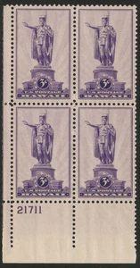 US USA Sc# 799 MNH FVF PLATE # BLOCK  Kamehameha I Honolulu Hawaii Statue - Picture 1 of 1