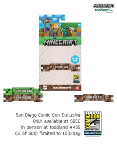 Minecraft x Toddland SDCC 2025 Comic Con Banner Pin LE 500 Exclusive In Hand - Picture 1 of 3