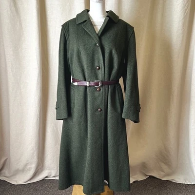 Vintage Salko Austria Forest Green Loden Wool Coat Alpaca Blend Size 16 Overcoat - Image 1 of 4