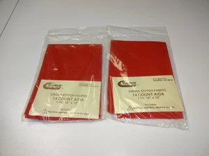 2 Packs Raymar Cross Stitch Aida Fabric 14 Count Red 12"x12" Each - Picture 1 of 2