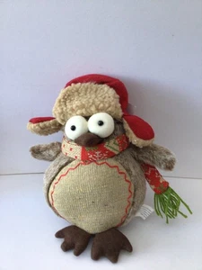 2 x Christmas Orinoko Owl one standing one sitting - Picture 1 of 2