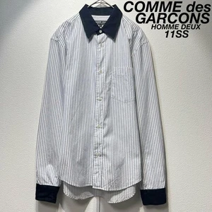 COMME des GARCONS HOMME DEUX Casual Archive Switching Stripe Check Shirt - Picture 1 of 10