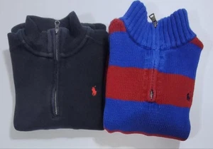 LOT 2 YOUTH BOYS POLO BY RALPH LAUREN 1/4 ZIPPER LONG SLEEVE SWEATERS 6 - Picture 1 of 1