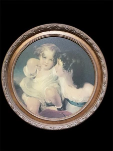 Vintage Reproduktion Gold runder Rahmen The Calmady Children 1823 Thomas Lawrence - Bild 1 von 10