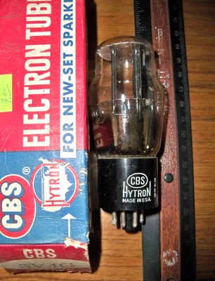 Tubo fuerte NOS CBS HYTRON placa negra D Getter 5V4G Foto 1 de 4